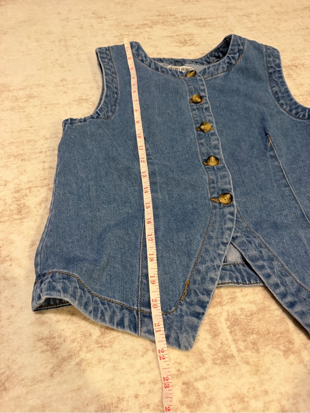 Velvet Heart Denim Medium Wash Button Front Denim Vest Women’s Large - Picture 6 of 6